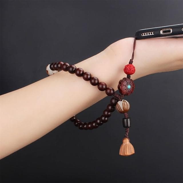 【LEEHER】手機掛繩 小葉紫檀手機鍊 吊墜飾品 佛珠手機掛繩 保平安  手腕掛件 送長輩 禮物 手機腕繩