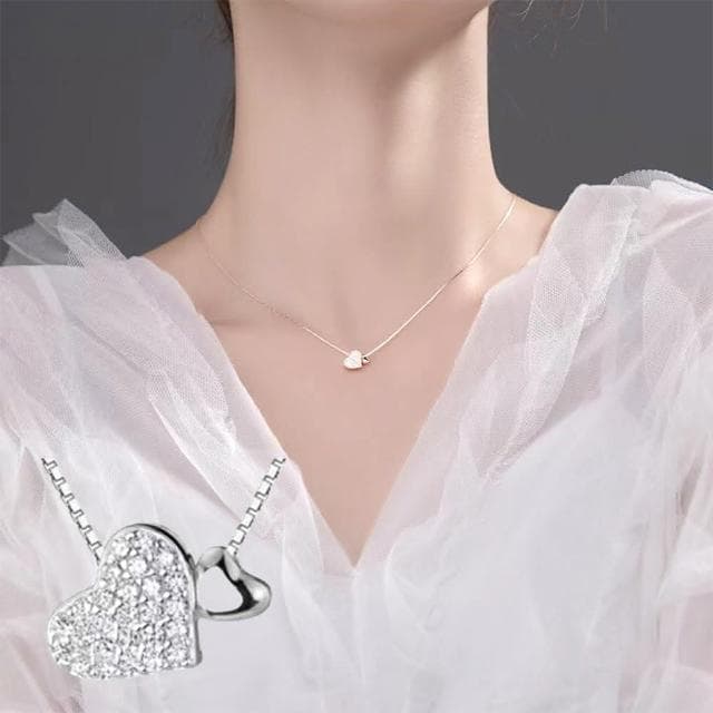 【LEEHER】女生/純銀項鍊/愛心項鍊/鎖骨鍊/盒子鍊/閨蜜項鍊/玫瑰金項鍊/可愛項鍊/銀項鍊/高級感/細項鍊/女生禮物/生日禮物