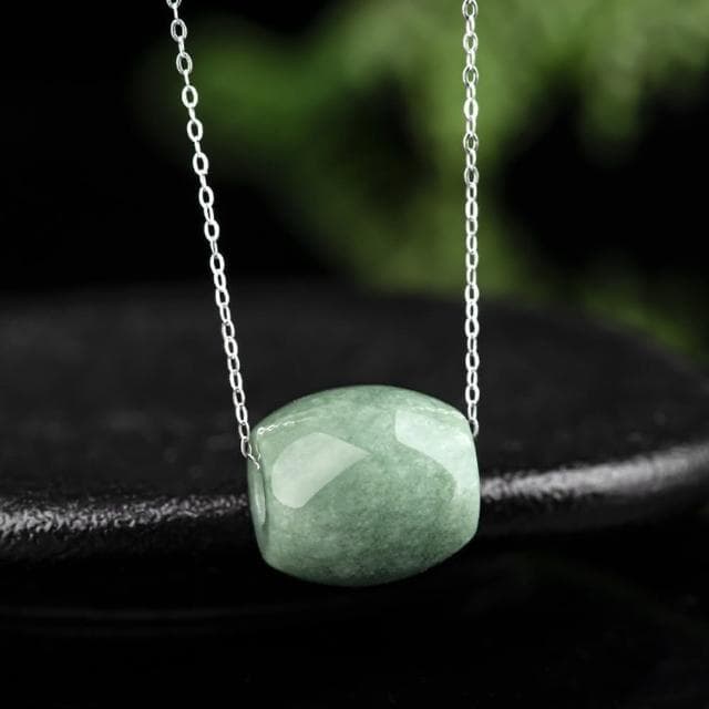 【LEEHER】玉石項鍊/冰種玉/桶珠/玉墜/純銀項鍊/招財納福/翡翠吊墜/皮繩項鍊/保平安/禮物/百搭飾品