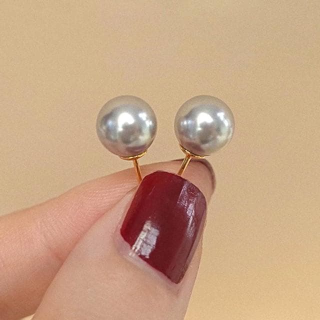 【LEEHER】耳環/灰珍珠/個性耳釘/耳針/銀色耳環/珍珠耳釘/高級感/冷淡風/耳飾/生日禮物/純銀耳環/女生耳環/小眾設計/