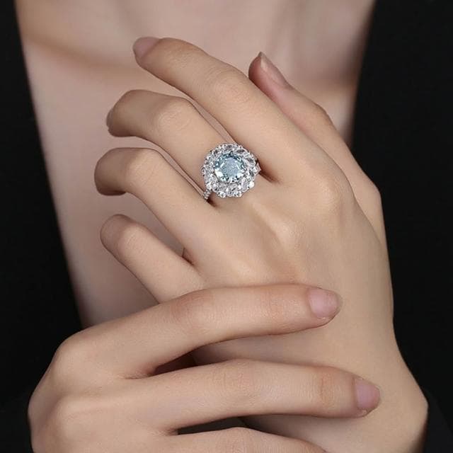 【LEEHER】女生/戒指/指環/銀戒/鋯戒/戒子/純銀戒指/海藍寶鋯戒/高級感/個性戒指/寶石戒指/生日禮物/收藏款