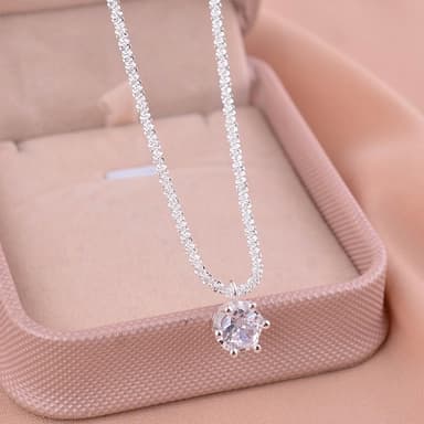 【LEEHER】女生/項鍊/鋯石項鍊/飾品/皇冠項鍊/銀飾/S925純銀/女生項鍊/星光鍊/生日禮物/六爪項鍊/1克拉/高級感