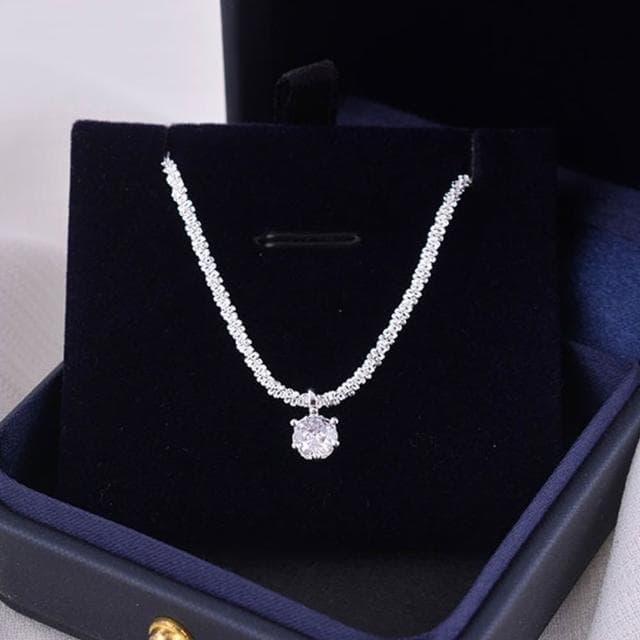 【LEEHER】女生/項鍊/鋯石項鍊/飾品/皇冠項鍊/銀飾/S925純銀/女生項鍊/星光鍊/生日禮物/六爪項鍊/1克拉/高級感