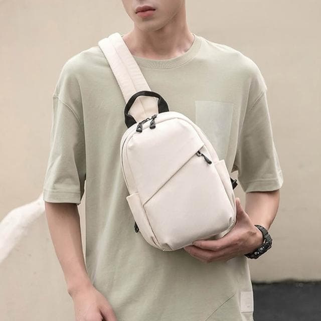 【LEEHER】手提胸包/尼龍包/休閒運動包/尼龍單肩包/日系胸包/黑色包包/包包/胸包/斜背包/手提包/小包包/男生生日禮物