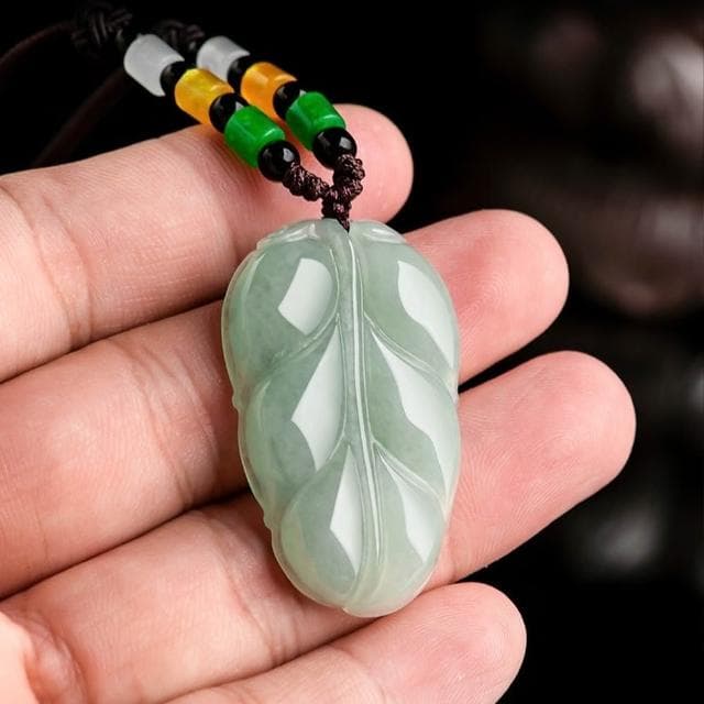 【LEEHER】翡翠項鍊/情侶項鍊/小飾品/項鍊/項鍊女/葉子項鍊/葉子吊墜/翡翠/玉石/玉珮/玉墜/吊墜/招財項鍊/女生禮物