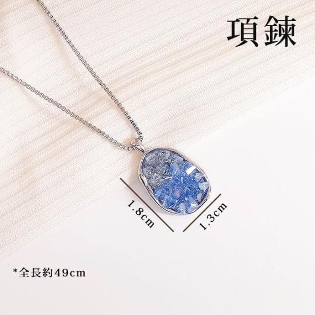 不規則橢圓藍色水晶耳環 橢圓耳環 耳針 耳釘 S925銀針 耳飾 飾品 耳環 配件 項鍊 頸鍊