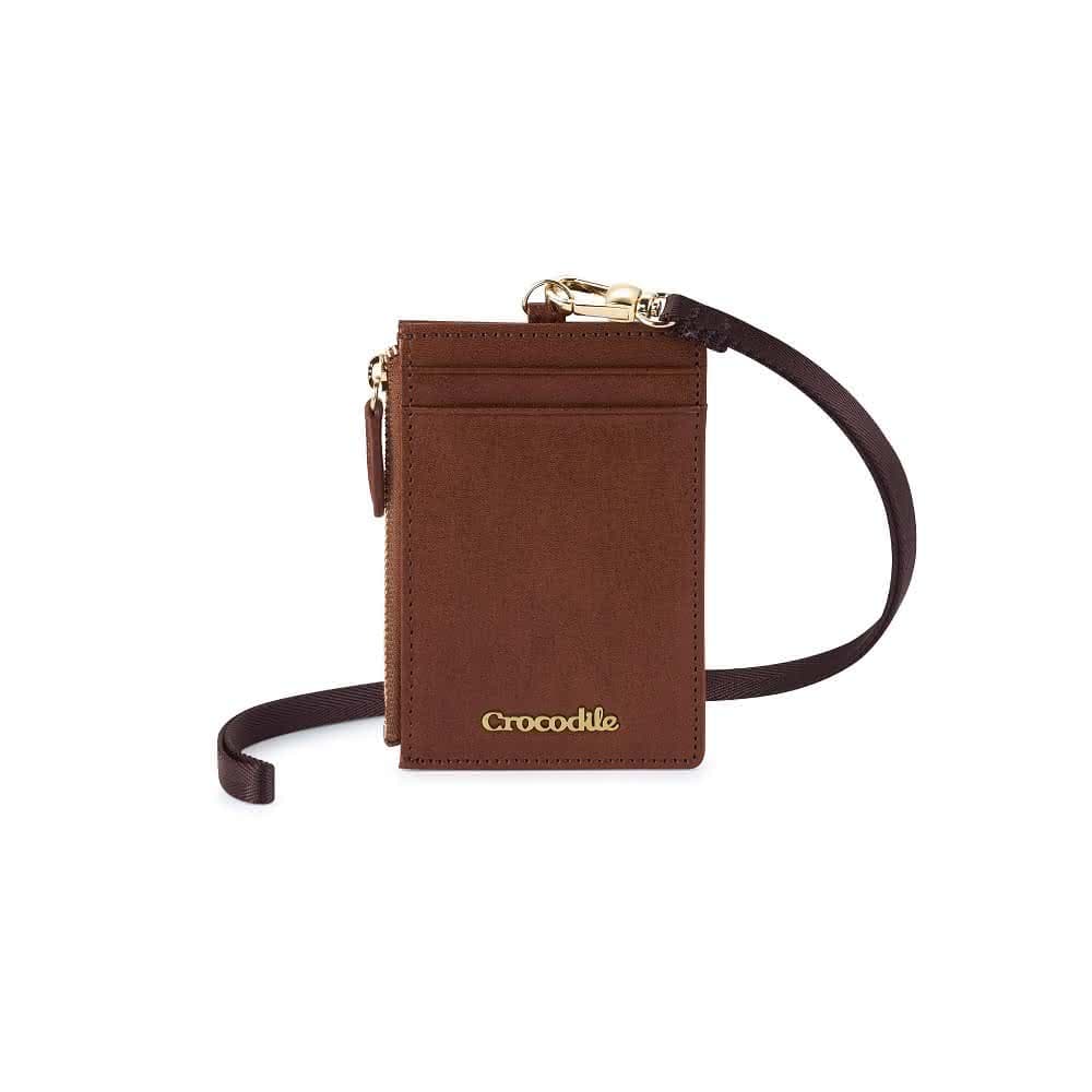 【Crocodile】鱷魚皮件 直式識別證套 卡片拉鍊零錢包 Naturale系列-0103-11010真皮配件 質感小物