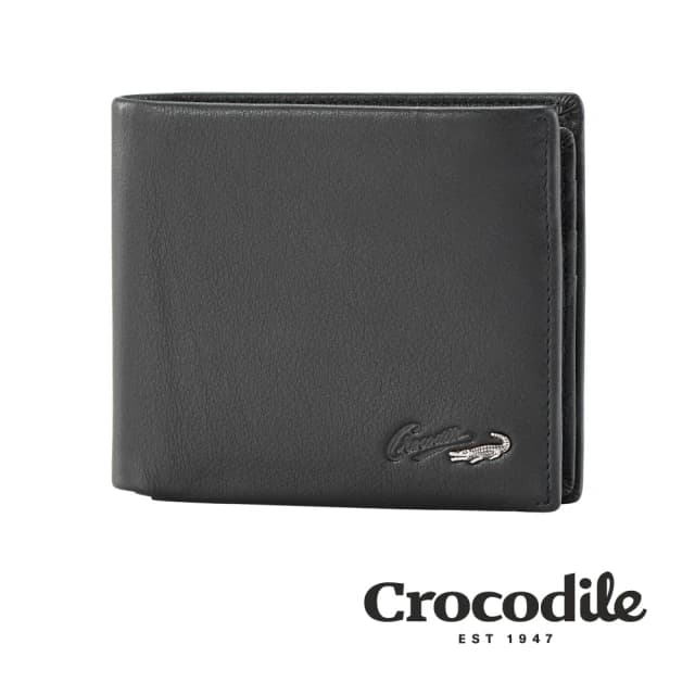 【Crocodile】鱷魚皮件 真皮短夾 錢包 11卡 上翻窗格 拉鍊零錢 Noble系列 0103-09403-01男生皮夾 短夾推薦