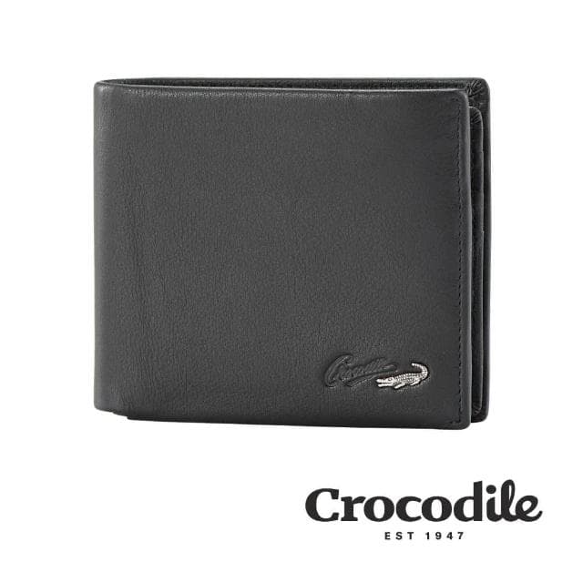 【Crocodile】鱷魚皮件 真皮短夾 錢包 11卡 上翻窗格 拉鍊零錢 Noble系列 0103-09403-01男生皮夾 短夾推薦