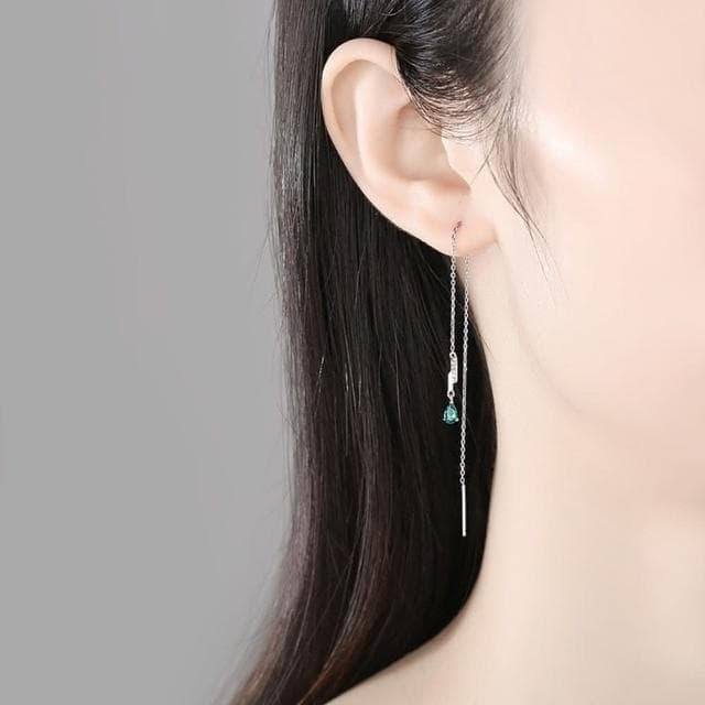 【巴黎精品】現貨+預購 鋯石耳環925純銀耳針氣質簡約流蘇耳線耳環女飾品2色v1aa58