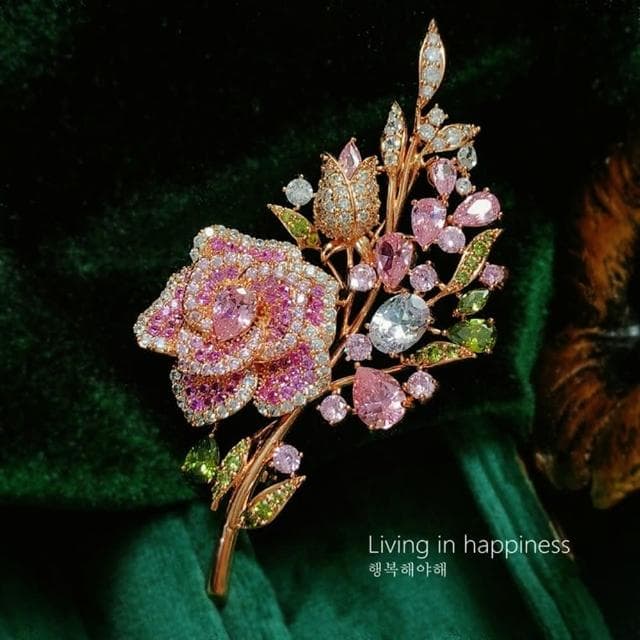 【巴黎精品】現貨+預購 鋯石胸針玫瑰別針玫瑰花束氣質滿鑽生日情人節禮物女飾品a1ah60