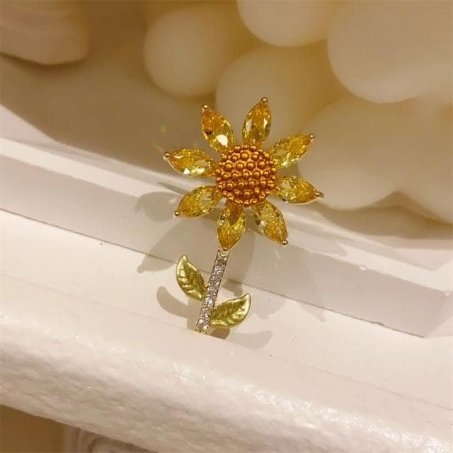 【巴黎精品】現貨+預購 鋯石胸針向日葵別針黃色太陽花可愛胸花生日情人節禮物女飾品a1ah98