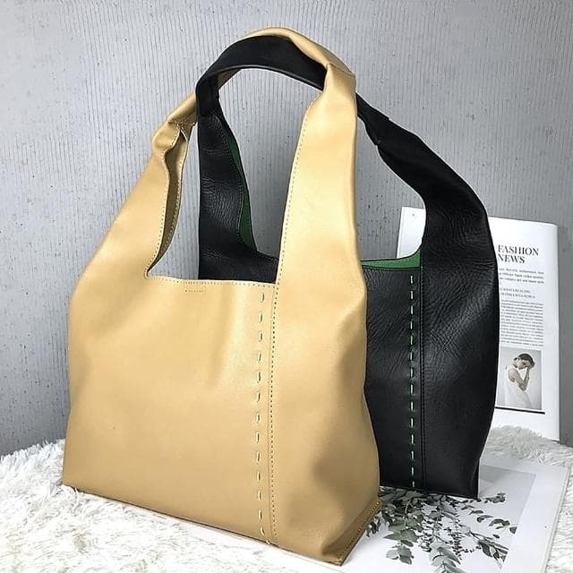 【巴黎精品】情人節禮物 現貨+預購 真牛皮側背包真皮革單肩背包托特包手提包隨身女包包-牛皮質感縫線輕便2色a1ak64