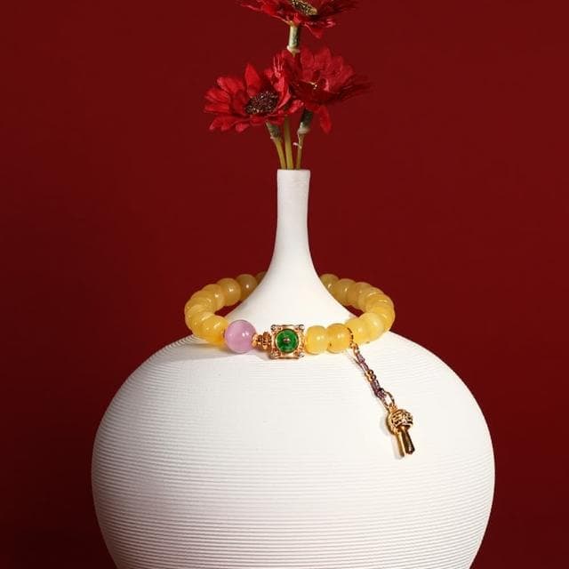 【巴黎精品】情人節禮物 現貨+預購 蜜蠟手鍊玉石手串手珠平安擋煞防小人轉運淨化招財開運-7*9mm紫鋰輝925純銀鍍18K金女飾品a1ha79