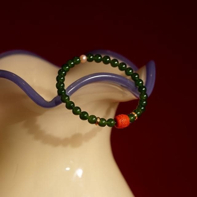【巴黎精品】情人節禮物 現貨+預購 和闐玉手鍊玉石手串手珠平安擋煞防小人轉運淨化招財開運-6mm南紅回紋珠珍珠女飾品a1ha89