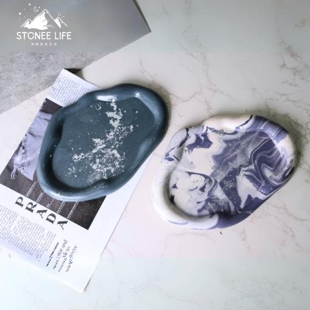 時硐STONE 不規則長圓擺飾盤(手工 杯墊 收納 擺飾 飾品 收納  盆栽底盤  禮物 質感 療愈小物 裝飾品 盲盒擺放 精油擴香盤 裝飾 擴香石)