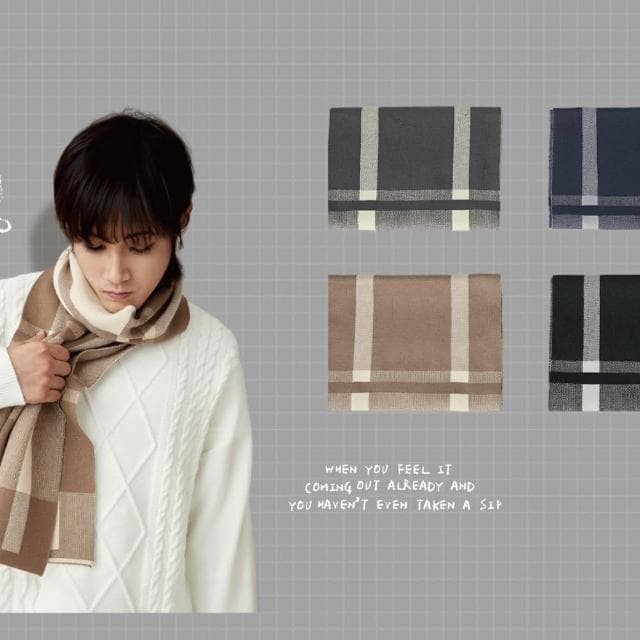 【ZOII 佐壹】高磅數格紋休閒男士圍巾 男士圍巾 圍巾 圍脖 脖圍 保暖 保暖圍巾 禦寒圍巾 賞雪 #322005