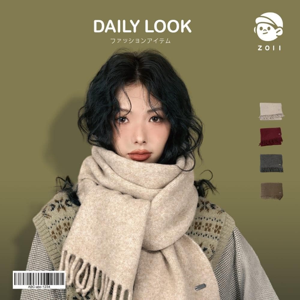 【ZOII 佐壹】高品質日系羊毛加厚流蘇圍巾 圍巾 圍脖 保暖圍巾 披肩 秋冬圍巾 加厚圍巾 保暖 #322038