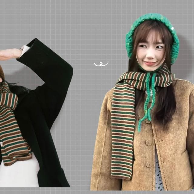 【ZOII 佐壹】復古條紋拼色圍巾 保暖必備 圍巾 保暖 針織圍巾 賞雪圍巾 保暖圍巾 條紋圍巾 #322063