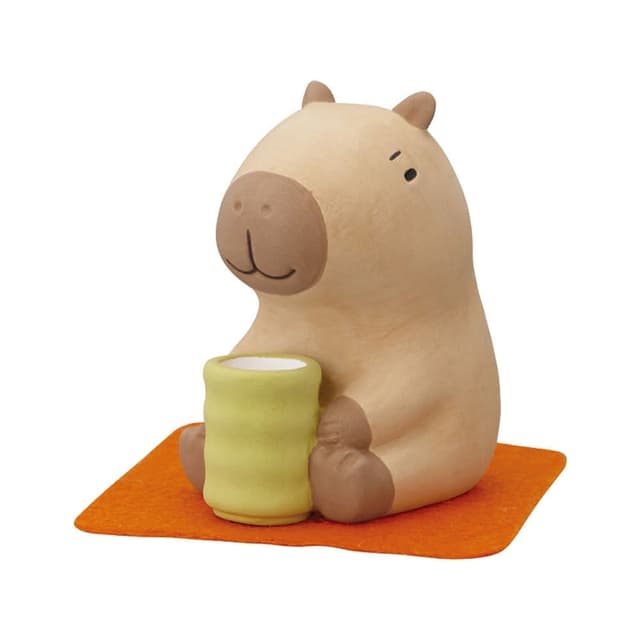 【DECOLE】concombre  日和喝茶 精油擴香擺飾-水豚(收藏商品 交換禮物 生日送禮 辦公室療育商品)