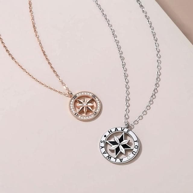 【米蘭精品】現貨+預購 925純銀項鍊情侶對鍊八芒星鐘盤鑲鑽鎖骨鍊生日聖誕節交換禮物74cj56