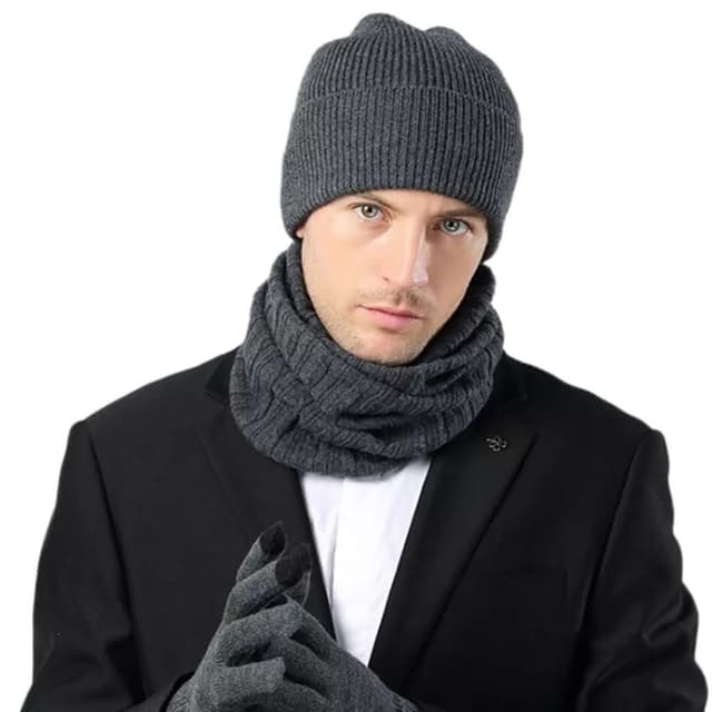【米蘭精品】父親節禮物 現貨+預購 100%羊毛帽圍脖手套三件套觸控保暖男女配件情人節生日聖誕節交換禮物5色74dm10