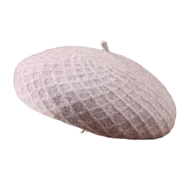 【米蘭精品】現貨+預購 羊毛帽貝雷帽-保暖格紋優雅毛呢畫家帽男女帽子生日情人節禮物3色74dq25