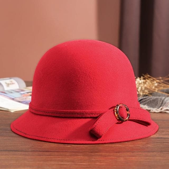 【米蘭精品】現貨+預購 羊毛帽禮帽-保暖蝴蝶結復古毛呢盆帽女帽子生日情人節禮物5色74dq40