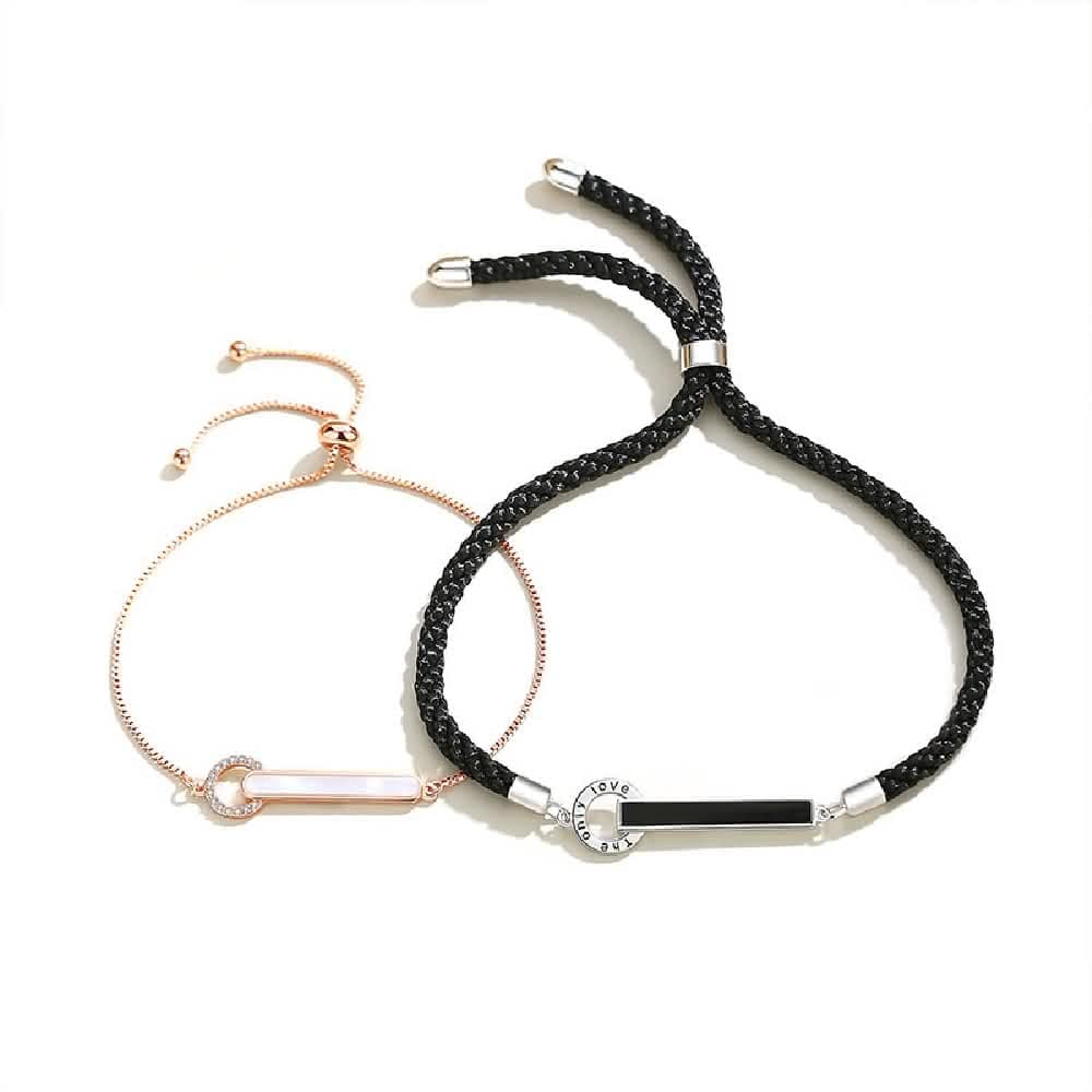 【米蘭精品】現貨秒發 925純銀手鍊情侶對鍊-潮流白貝石吊牌生日情人節聖誕節交換禮物男女飾品74dv21