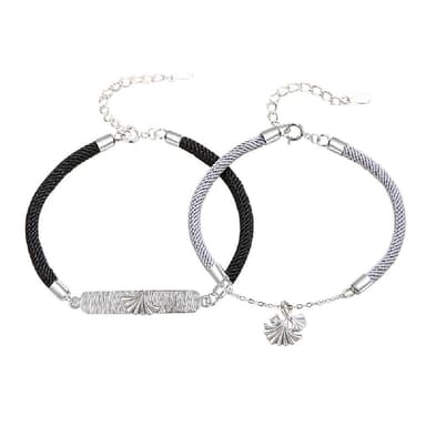 【米蘭精品】現貨+預購 925純銀手鍊情侶對鍊-精雕銀杏葉編織生日情人節聖誕節交換禮物男女飾品74dv31