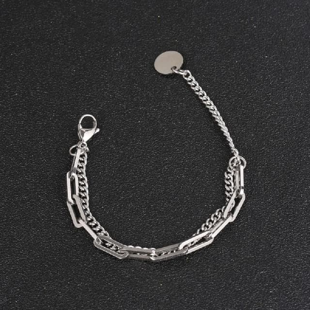 【米蘭精品】現貨+預購 鈦鋼手鍊鈦鋼手鏈鏈條拼接雙層拋光男女飾品父親節情人節聖誕節交換禮物74fl4