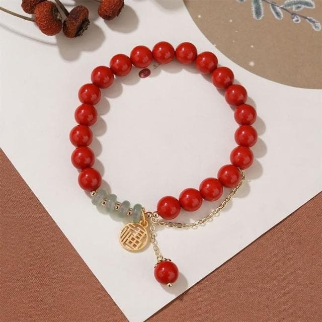 【米蘭精品】情人節禮物 現貨+預購 硃砂手鍊朱砂手串手珠平安擋煞防小人轉運淨化招財開運-8mm天然翡翠福字女飾品74fq2