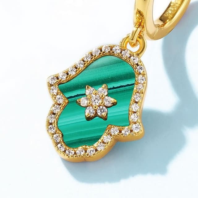 【米蘭精品】情人節禮物 現貨+預購 孔雀石耳環925純銀耳針金色鑲鑽氣質孔雀石女飾品聖誕節交換禮物74gf22