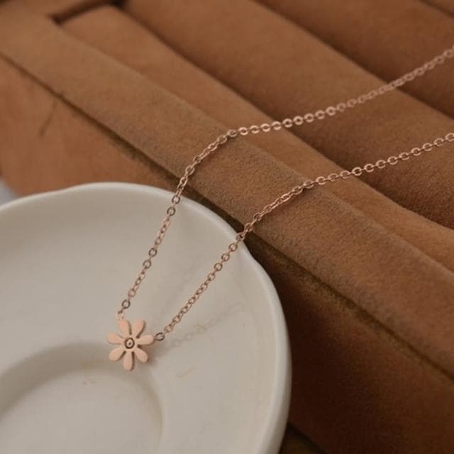【米蘭精品】現貨+預購 玫瑰金項鍊吊墜子精美小雛菊流行飾品情人節生日聖誕節交換禮物71x18