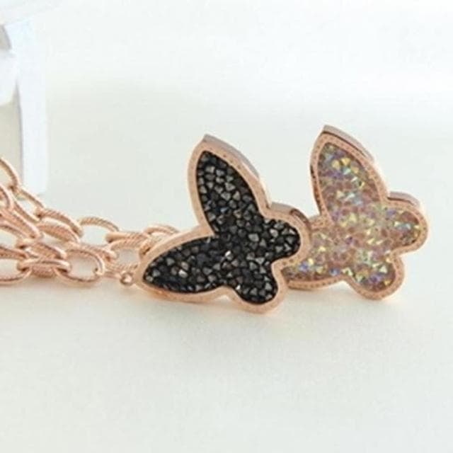 【米蘭精品】現貨+預購 玫瑰金鑲鑽項鍊精美碎鑽蝴蝶時尚流行飾品情人節生日聖誕節交換禮物2色71x130