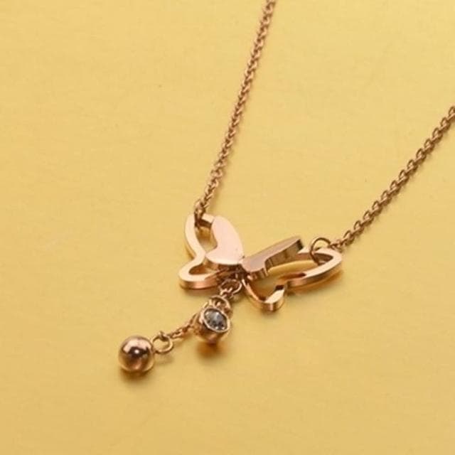 【米蘭精品】現貨+預購 玫瑰金鑲鑽項鍊吊墜子時尚精美蝴蝶流行飾品情人節生日聖誕節交換禮物71x164