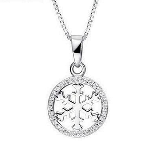 【米蘭精品】現貨+預購 雪花項鍊流行銀飾品高雅簡約百搭圓形母親節生日情人節聖誕節交換禮物73v24