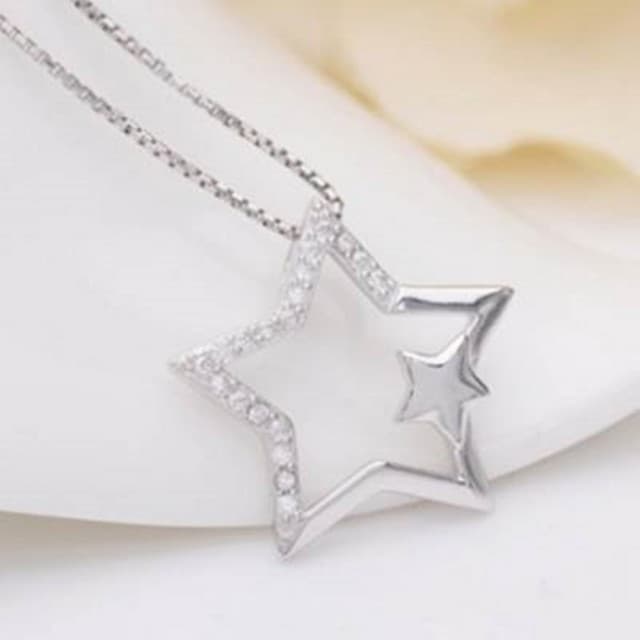 【米蘭精品】現貨+預購 鑲鑽項鍊流行銀飾品星星情侶送禮必備母親節生日情人節聖誕節交換禮物73v131