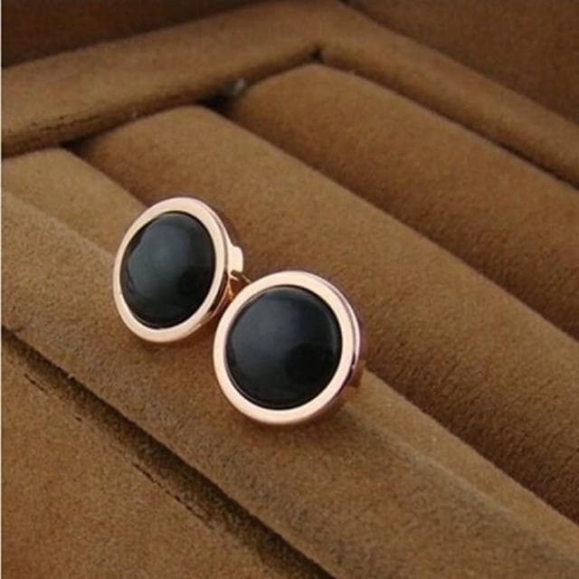 【米蘭精品】現貨+預購 玫瑰金黑瑪瑙耳環流行飾品黑色圓牌時尚簡約生日情人節聖誕節交換禮物男飾品71at30
