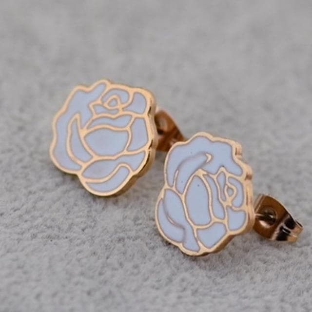 【米蘭精品】現貨+預購 玫瑰金耳環流行飾品精美時尚茶花母親節生日情人節聖誕節交換禮物2色71at44