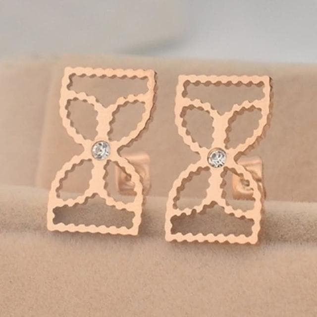 【米蘭精品】現貨+預購 玫瑰金鑲鑽耳環流行飾品時尚鏤空蝴蝶結母親節生日情人節聖誕節交換禮物71at46