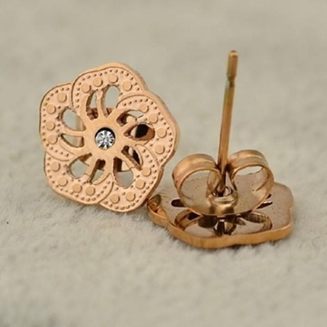 【米蘭精品】現貨+預購 玫瑰金鑲鑽耳環流行飾品精美花型時尚母親節生日情人節聖誕節交換禮物71at61