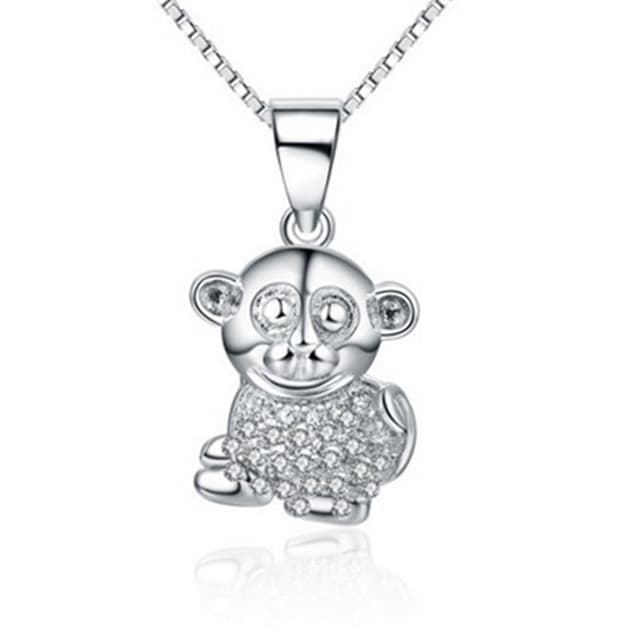 【米蘭精品】現貨+預購 項鍊鑲鑽流行銀飾品精緻可愛小猴子母親節情人節生日聖誕節交換禮物73am75