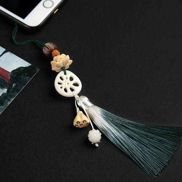 【米蘭精品】現貨+預購 手機掛飾鑰匙扣菩提黃楊木蓮花流蘇包包配飾母親節情人節生日聖誕節交換禮物4款73xd20