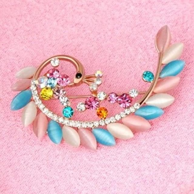 【米蘭精品】現貨+預購 胸針鍍18K金鑲鑽胸章彩色羽毛貓眼石水晶生日情人節聖誕節交換禮物女飾品73gv4