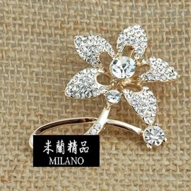 【米蘭精品】現貨+預購 胸針鍍18K金鑲鑽胸章可愛水晶五瓣花花朵生日情人節聖誕節交換禮物女飾品73gv42