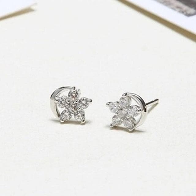 【米蘭精品】現貨+預購 925純銀耳環鑲鑽耳飾時尚百搭梅花造型情人節生日聖誕節交換禮物女飾品73dy23