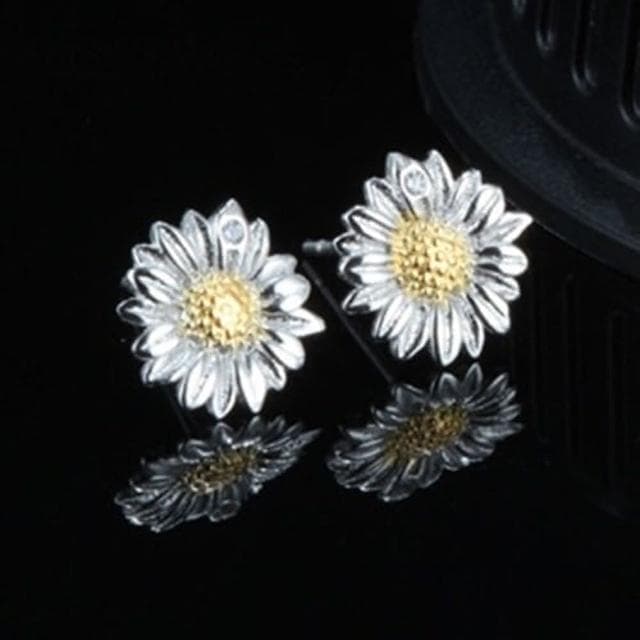 【米蘭精品】現貨+預購 925純銀耳環鑲鑽耳飾可愛向日葵造型生日情人節禮物女飾品73dy31