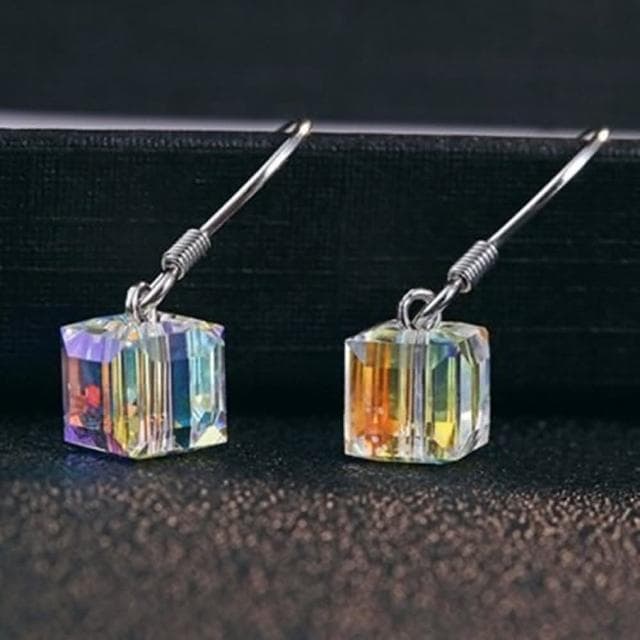 【米蘭精品】現貨+預購 925純銀耳環耳飾魔方水晶造型情人節生日聖誕節交換禮物女飾品73dy62