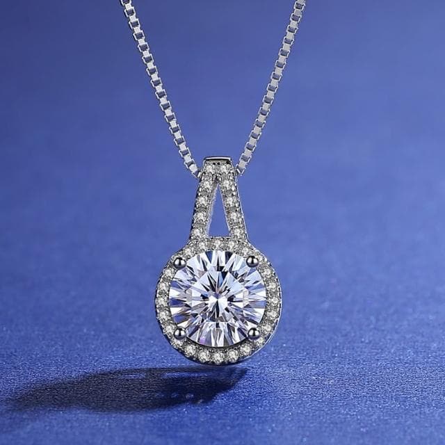 【米蘭精品】現貨+預購 莫桑鑽項鍊925純銀吊墜2ct時尚百搭鎖骨鍊聖誕節情人節生日禮物女飾品73yk20